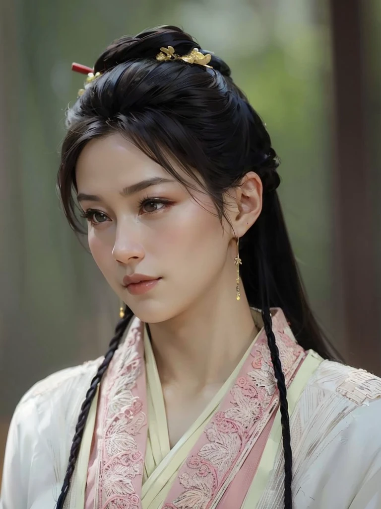 wuxia, Chinese clothes, hourglass figure, large breasts, big hips, masterpiece, best quality, ultra detailed, realistic