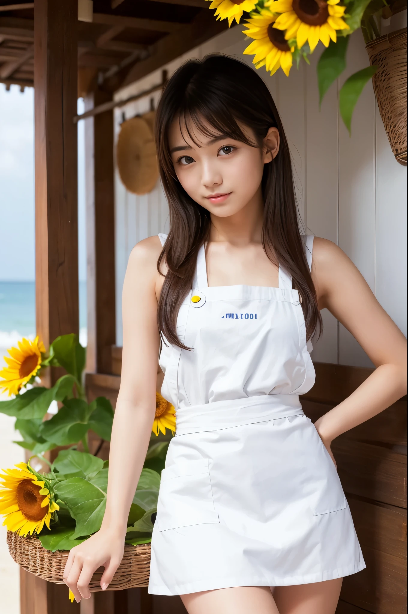 Cute like an idol、Cute and adorable、A 20-year-old girl with a young face、Smiling Kindly、((Naked with only an apron on))、(diagonal rear view)、Too much exposed skin、(whole body像)、whole bodyの姿、(((Cooking on a barbecue grill at a campsite during the day)))、Cleavage、(whole body像)、whole body、Accurate、Anatomically correct、Textured skin、Super detailed、 Attention to detail、Highest quality、High resolution、Genuine、realism、RAW Photos、Genuine、masterpiece