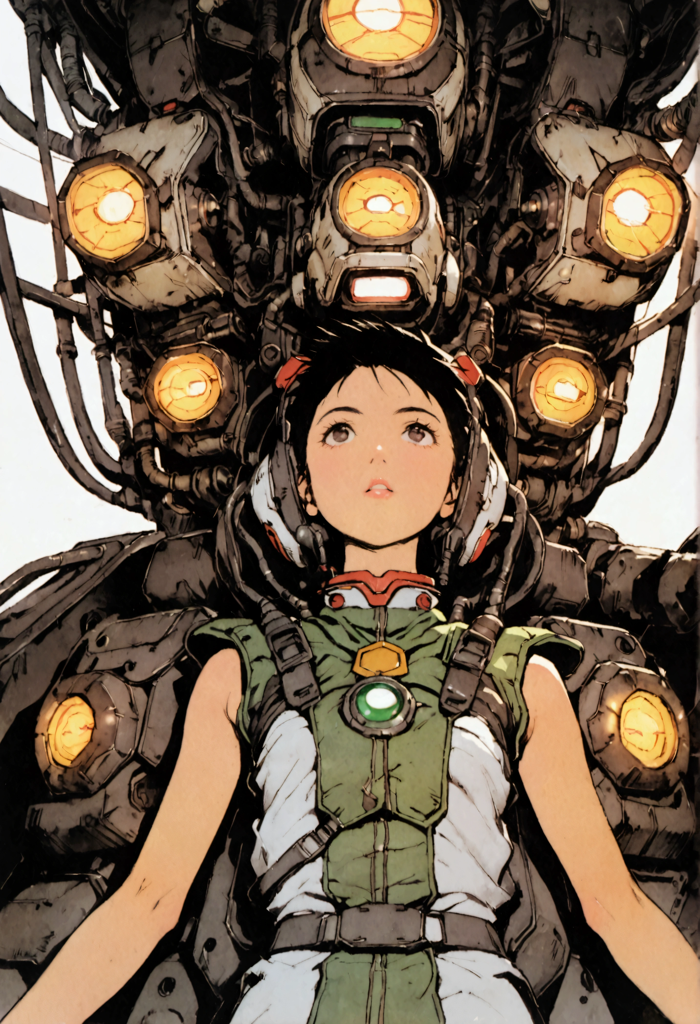 Gundam Wing Cockpit、Futuristic Suit、22 years old、woman、独奏、Black Hair、The gauge lights up、Helmet、Look diagonally upwards and shout、solo、1 person、Highest quality、Masterpiece、
