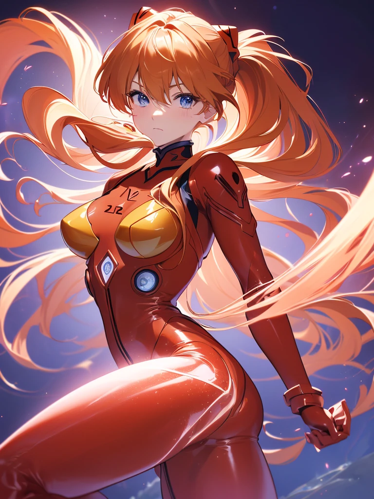 ((souryuu asuka langley,bodysuit,red plugsuit1.2,bionde,low ponytail)),(Glowing eyes:1.233), diffuse reflection, high-profile, majestic,(frown,tsundere,a very blushing face,adorable face,cute face,bishojo,kawaii,)(Beautiful and detailed eyes:1.3),1girl,独奏,(Masterpiece,Best quality, offcial art,Target the audience, Beautiful and aesthetic:1.2),(Ultra-high resolution,Golden ratio), (4K), (looking from above),((colourful flower bouquet,)),Floating, (photo maping, Physically-based rendering,automatic white balance),Amazing,Sharp focus,night city,extreme  huge digital screen, (((high detailed skin,)))Dynamic lighting,Intricately detailed clothing,Watery eyes,(masterpiece sidelighting),(a beauty girl,The sheen),[[Delicate fingers and hands:0.55]::0.85],(Detail fingers),((((BREAK,Design an image with a fisheye lens effect, capturing a wide field of view with a distinctive, curved perspective.BREAK,)))Superior photographic quality,((extremely_Detailed_eyes_and_face)),(Disheveled hair),Movie girl,