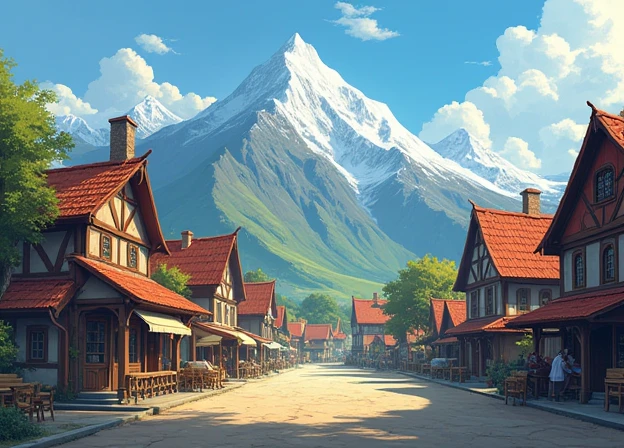 A post town at the foot of the mountains。
On the way to the Adventurer&#39;s Guild、He came to town accompanied by a merchant caravan.。
Cheerful music playing in the street、A cheerful wind was bringing the news of noon from the bell tower.。

The sweet aroma coming from the mill。
Stimulated by the smell、A bite of the skewers I bought at a street stall。It might be a good idea to explore the city first.。