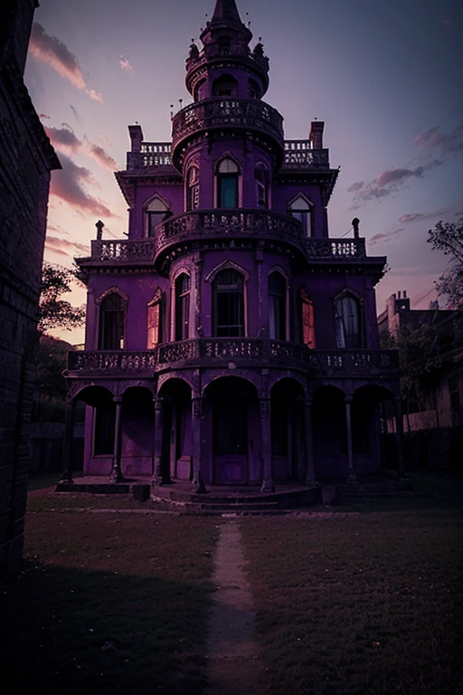 Haunted house, rooms with mucielagos. a lot of beauty, red, purple, reflexes