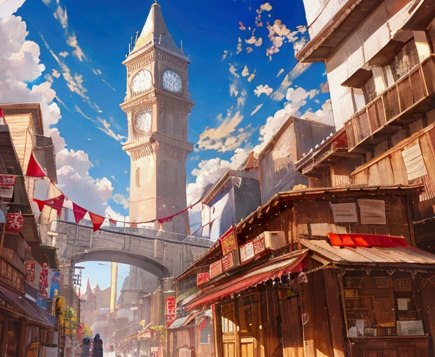 A post town at the foot of the mountains。
On the way to the Adventurer's Guild、He came to town accompanied by a merchant caravan.。
Cheerful music playing in the street、A cheerful wind was bringing the news of noon from the bell tower.。
The sweet aroma coming from the mill。
Stimulated by the smell、A bite of the skewers I bought at a street stall。It might be a good idea to explore the city first.。