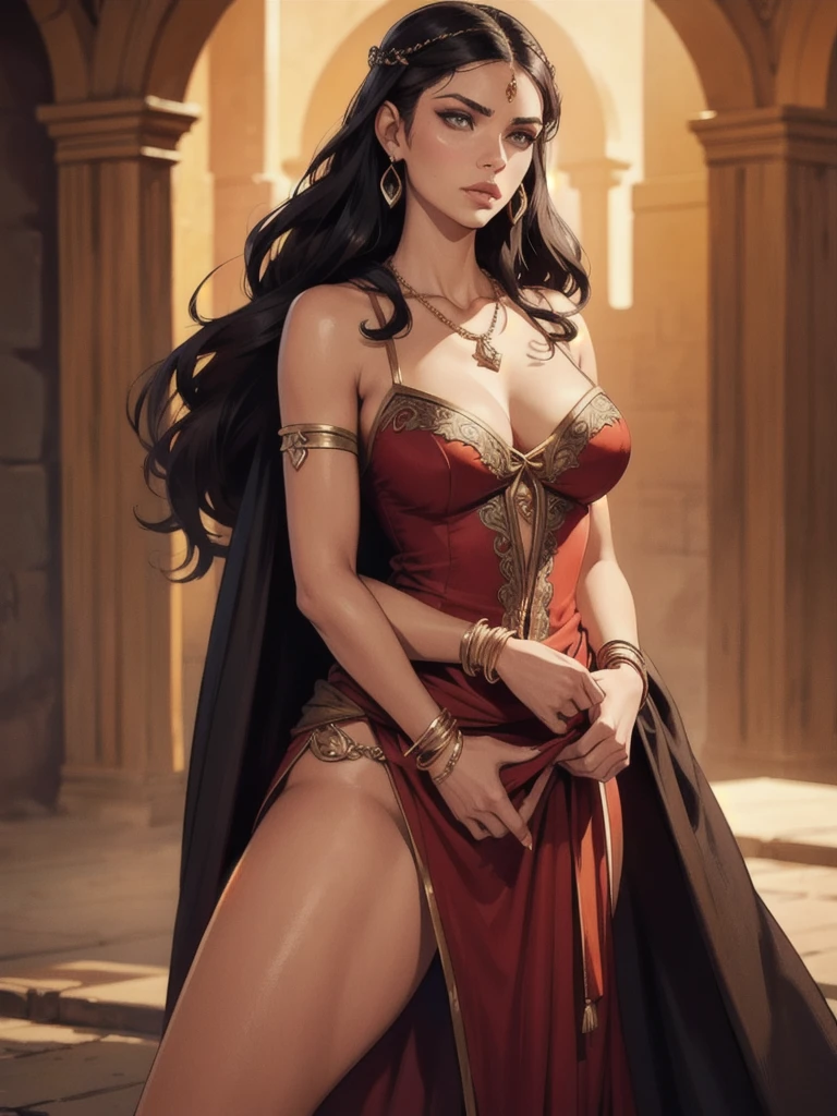beautiful woman, Arianne Martell, game of thrones dress , , slender, silky, necklace, bangle, dornish dress, Spanish, game of thrones outfit, dornish, [[Adriana Lima]], [Sara Sampaio]
