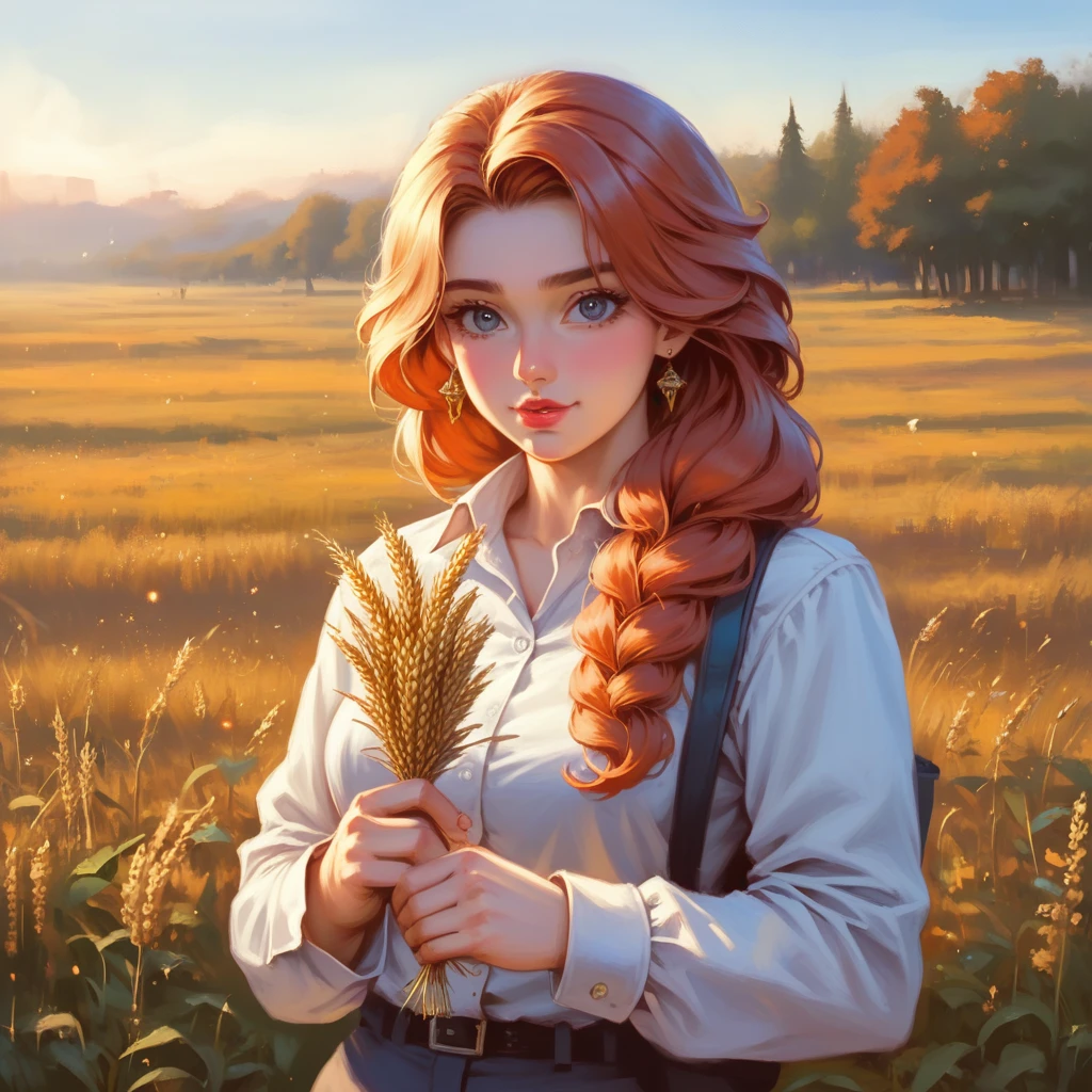 A goddess of harvest in an autumn field, holding wheat stalks, earth goddess mythology, Artgerm Julie Bell Biplob, by Jon Foster, bandit queen, Karol Bak and Peter Mohrbacher, high fantasy, Luo Yao, by Zhou Chen, Peter Mohr Donato Giancola, Donato Giancola style, 16k, best quality, 4k, 8k, highres, masterpiece:1.2, ultra-detailed, realistic, photorealistic, photo-realistic:1.37, HDR, UHD, studio lighting, ultra-fine painting, sharp focus, physically-based rendering, extreme detail description, professional, vivid colors, bokeh