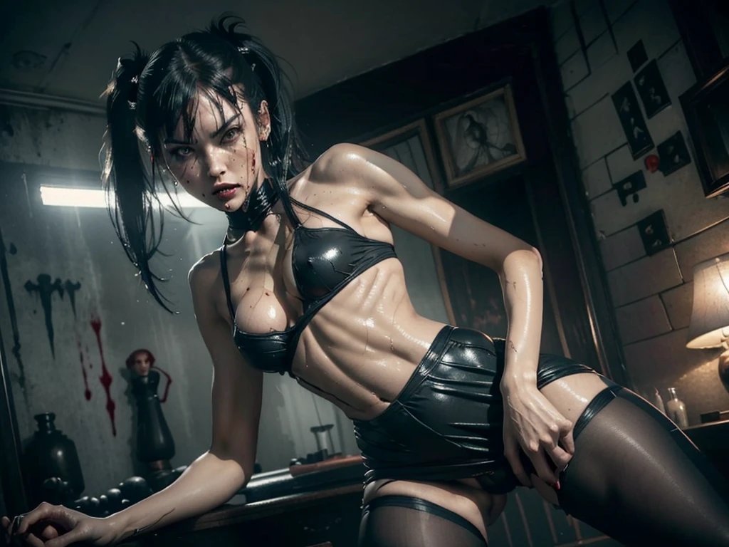 (((red dripping blood))), sexy and perfect tight heart shaped ass, ((female vampire with sharp perfect fangs)), (She is sucking on a man's penis to the hilt), she is biting into a man's penis with her sharp fangs, intense, super slutty, (skintight slutty and revealing bodysuit), ((skirt/pantyhose)), perfect legs and skinny thighs, pantyhose, ((perfect tight ass)), tight wet pussy, giantess, dread, impending death, sex, domination, ((Perfect eyes and face)), ((closed wet full lips)), ((perfect hands and fingers)), ((( a lot of white cum is dripping out of her pussy))), ((she has a skinny and toned strong body)), ((makeup)), ((freckles)), ((perfect eyebrows)), ((sharper edges)), ((perfect scary grey eyes)), perfect intimidating face, slut, sadistic, predatory, better detail on her skin, perfect face and strong jawline, perfect full wet lips, sadistic atmosphere, wet sweaty skin, more detail, beautiful intimidatin grey eyes, ((beautiful horror)), better lighting, more toned muscles, perfect detail on her intimidating eyes, very tight underwear, ((tight pussy)), (((tighter clothing))), slutty, intense, perfect detail, tight and sexy, ((piercings)), skinny, skinny and strong, more skin showing, intense, slutty, freckles, long skinny perfect legs, scary and intense, she is a skinny and toned 25 year old sexy and perfect and intimidating Japanese/American skinny/tone futuristic evil retribuition alice, pale white skin, eye contact, (full tall body is shown), (((hair with short ponytails and bangs))), , perfect face and eyes, she has a skinny and athletic body wearing pantyhose, only her full body is shown above the viewer looking down at him, perfect face, perfect strong jawline, perfect lips, best resolution, perfect bone structure, femdom, she has a skinny and toned young perfect body and legs, tight stockings
