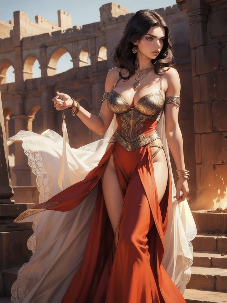 beautiful woman, Arianne Martell, game of thrones dress ,seductive , slender, silky, necklace, bangle, dornish dress, Spanish, game of thrones outfit, dornish, [[Adriana Lima]], [Sara Sampaio]
