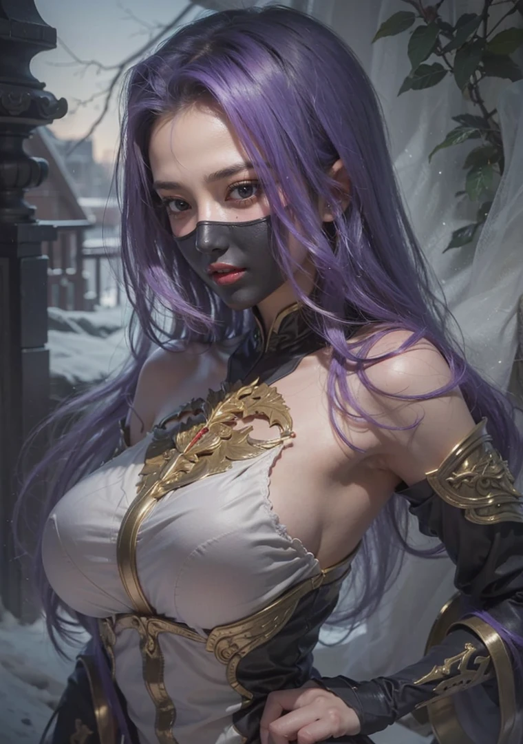 a close up of a girl , detailed purple hair , big booobs ,  shadowbringers cinematic, 4 k detail fantasy, a beautiful fantasy empress, game cg, xianxia fantasy, xianxia hero, 2. 5 d cgi anime fantasy artwork, cinematic goddess close shot, ruan jia and artgerm, wow 4 k detail fantasy, hyper-detailed fantasy character, high definition, hyper- detailed,perfect, fantastic, detailed facial and body skin texture, detailed vagina (pussy), detailed eyes . ultra realistic, ultra detailed 