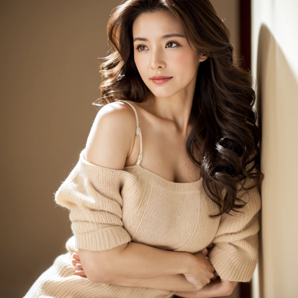 Beautiful mature woman with beautiful wavy long hair, Sexy Mature, Sexy clothes, Ultra-high resolution,(Realistic:1.4), ((Highest quality)), ((masterpiece)), (be familiar with),