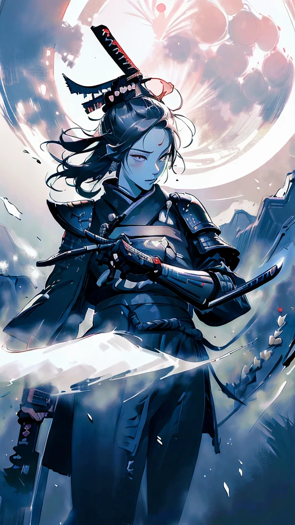 (((busty samurai, drawing katana, giant moon, wheat field, outnumbered))),(masterpiece), best quality, expressive eyes, perfect face, detailed face, detailed eyes, detailed clothes, detailed background, detailed lighting, intricate details, 4k, 8k, (dynamic pose:1.4), (dynamic angle:1.4), (brush strokes:1.5), ink sketch, monochrome, zydink, east asian architecture, helmet, japanese armor, SamuraiC, SamuraiPunkAI