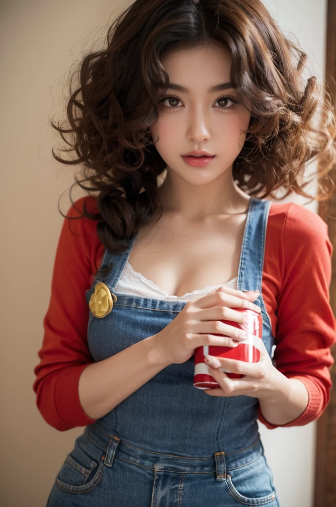 Super Mario with curly hair