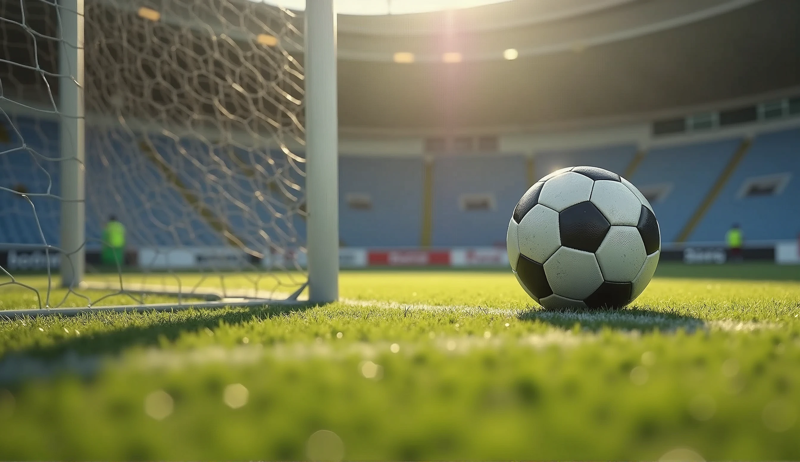The ball went into the goal,Leaving an S-shaped shadow,(S-Shadow:1.5),Photographic grade,Film Style,8K ultra-clear realistic style