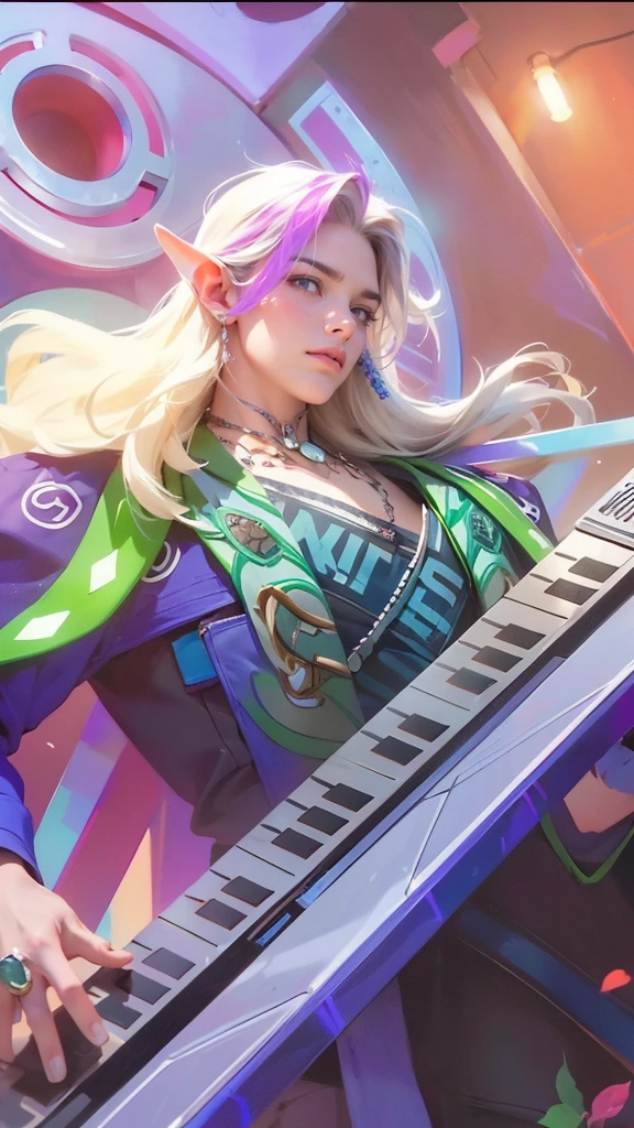 masterpiece, Highest quality, (alone focus), (Perfect Face:1.1), (Attention to detail:1.1), (Ultra-detailed eyes), dramatic, A man with white skin and long, voluminous yellow hair, White eyes, alone, Long Hair, Sephiroth, moon, night, White luxury suit, Covered navel, Pouting, fur, Arrogant look, rose園, Detailed Background, Art by artgerm, Cinema Lighting, rose, fashion, Balenciaga Style