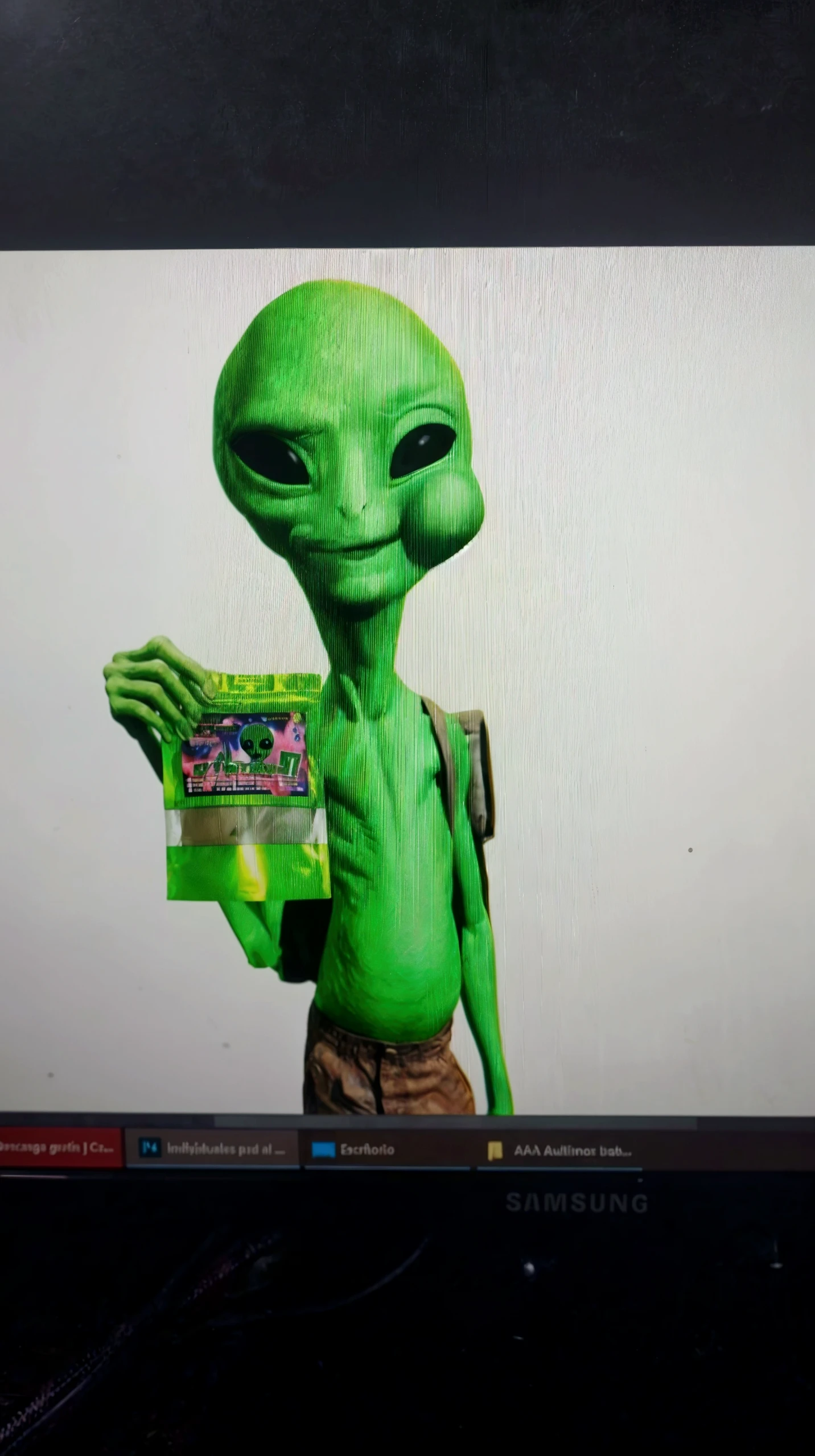 (man:1.1) is holding a painted rock with an (cute alien on it), an airbrush painting by Dave Arredondo, instagram contest winner, environmental art, rock painting, parking lot <lora:add-detail-xl:1> <lora:xl_real_beta1:0.33>, subsurface scattering, Photorealistic, Hyperrealistic, analog style, realistic, film photography, soft lighting, heavy shadow