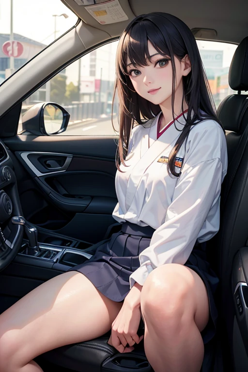 Asuka Langley、Car passenger seat、mini skirt