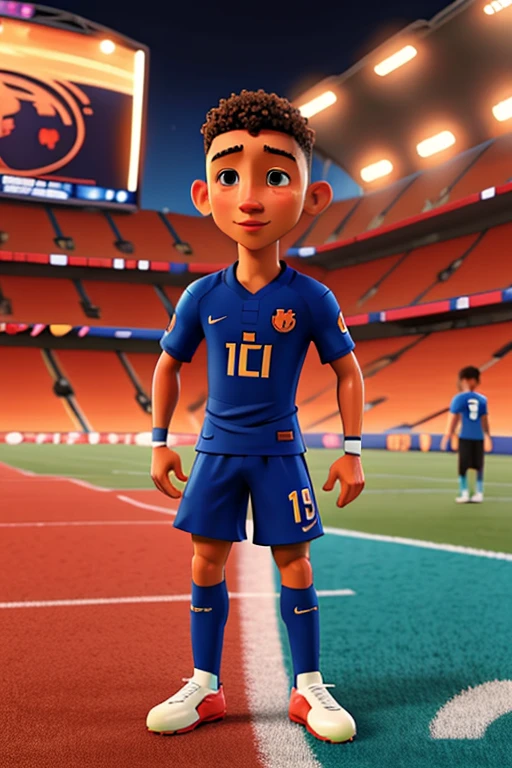 anime styling , the player richarlison, on the football field, vivid colors, with your big nose