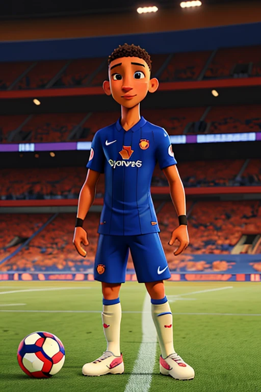 anime styling , the player richarlison, on the football field, vivid colors, with your big nose
