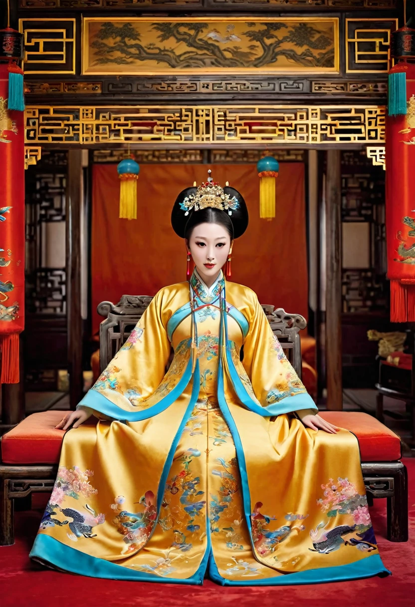Gorgeous Empress of the Chinese Court during the Qing Dynasty Gorgeous Empress of the Chinese Court on a sofa, nude, large and golden, with her legs on the sofa, wide open, knees bent, in an M pose (pornographic pose), with her hair tied on both sides The background of this perverted and erotic woman wearing a crown and tying her hair is the Chinese court of the Qing Dynasty. The scene is set in the luxurious room of an empress in the Qing Dynasty Chinese court.

Translated with DeepL.com (free version)