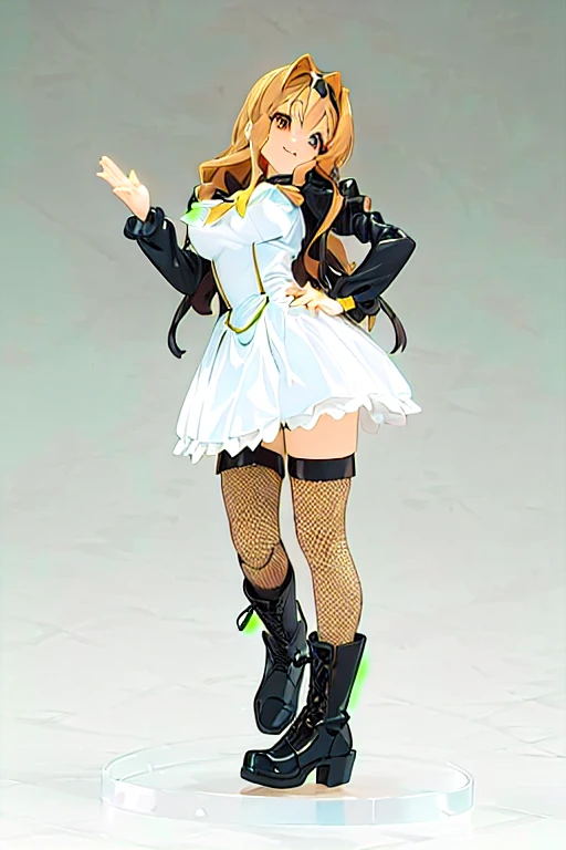 a closeup of a doll wearing a dress and boots, ( very detailed figure ), parade emerging figure, stop four *, animated figure, anime figurine, Intricate anime girl K-On Kyoani, pvc figurine, good smile company anime style, Black Canary, stop four, anime barbie in white stockings, detailed image