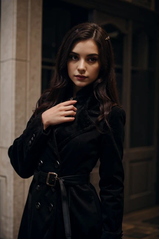 Elegant gothic maroon and black velvet coat