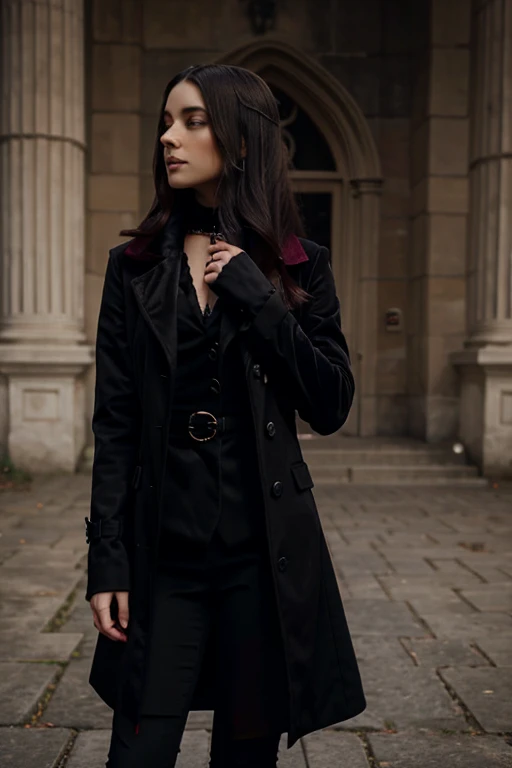 Elegant gothic maroon and black velvet coat 