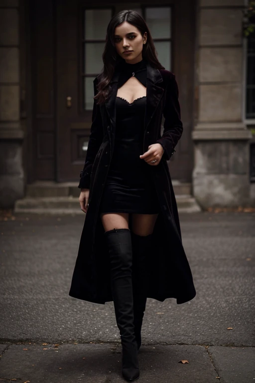 Elegant gothic maroon and black velvet coat
