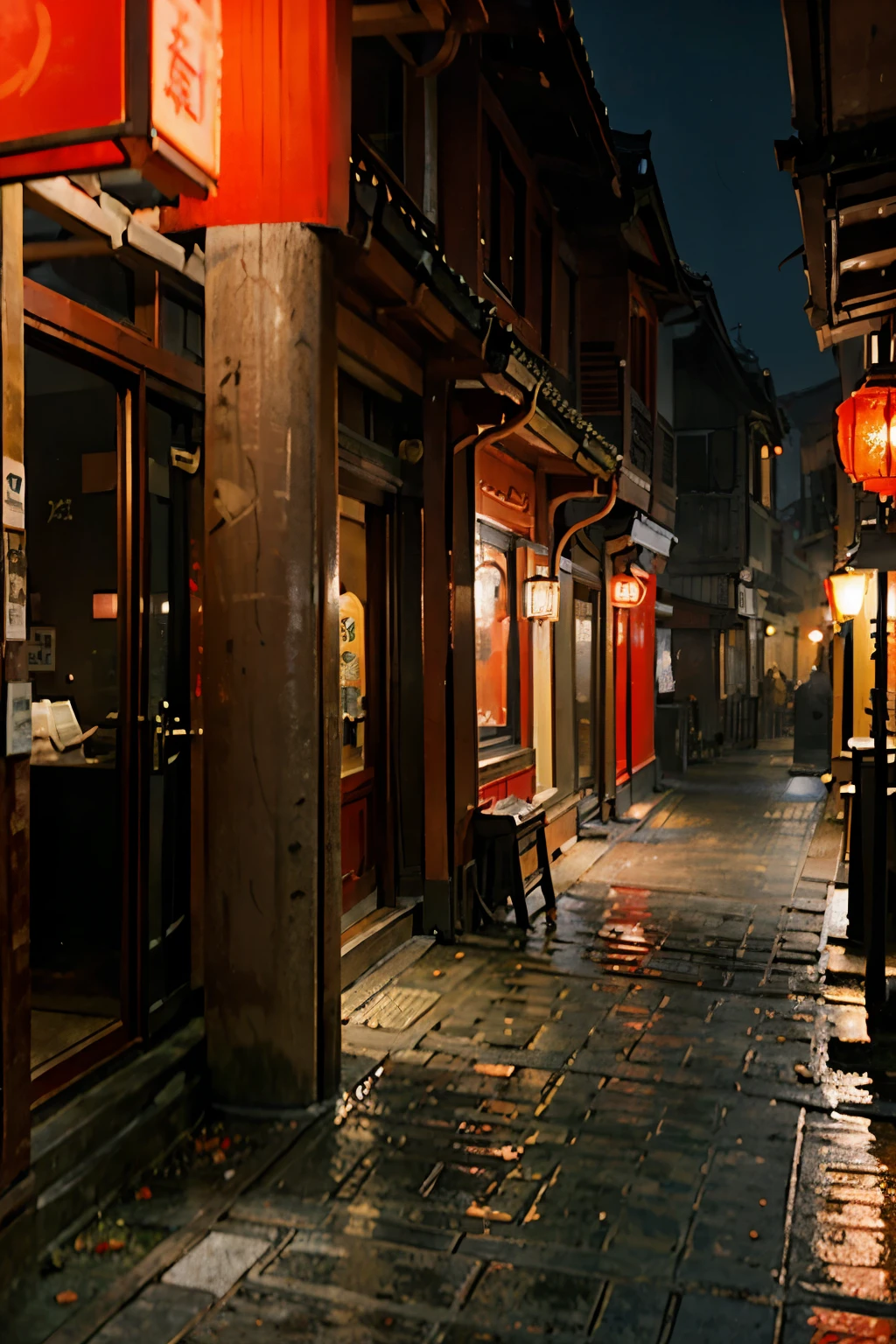 red light district of china or japan, realistic art. landscape. 