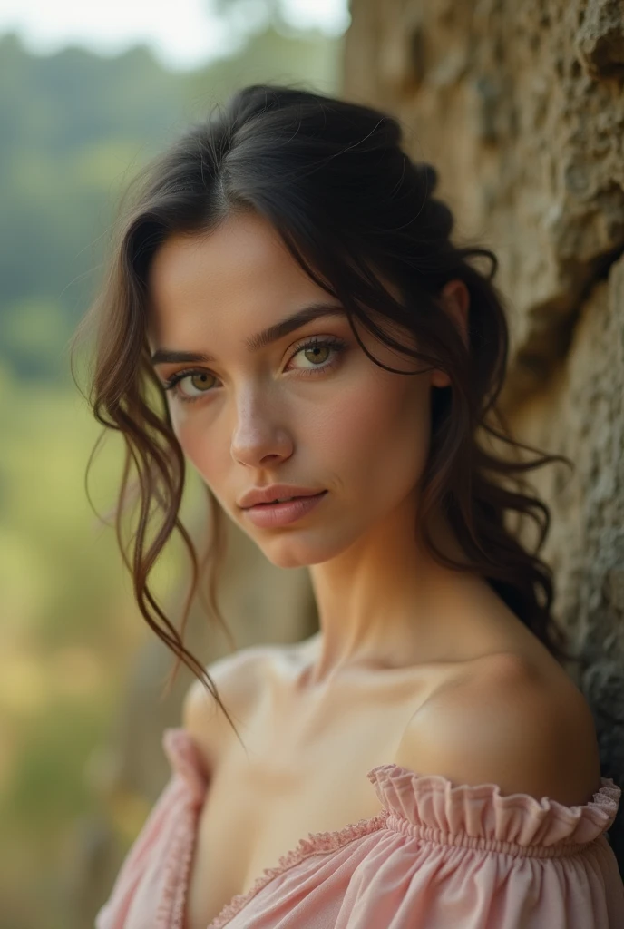 Capture an intimate long shot of the subject against a natural backdrop, using a Leica camera to emphasize cinematic depth. Leverage the 8K resolution for ultra-high detail in facial expressions and surrounding elements. Employ subtle pastel hues to evoke a sense of elegance.