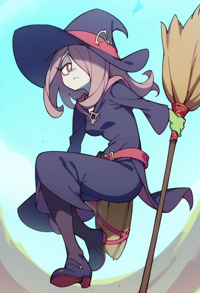 Sucy Manbavaran, solo, broom riding, witch, witch hat 