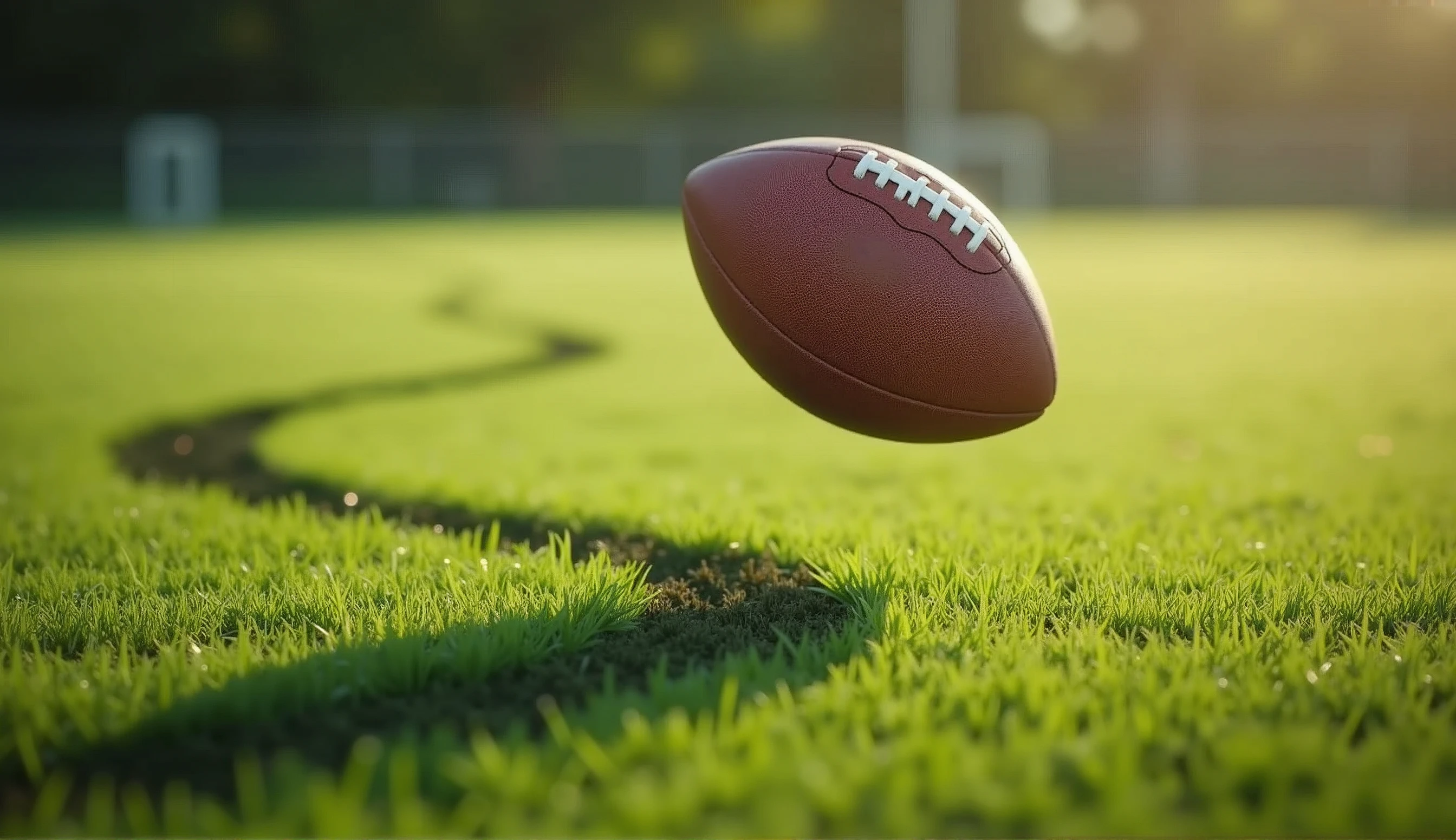 The arc of the football is left on the field,Leaving an S-shaped shadow,(S-Shadow:1.5),Photographic grade,Film Style,8K ultra-clear realistic style