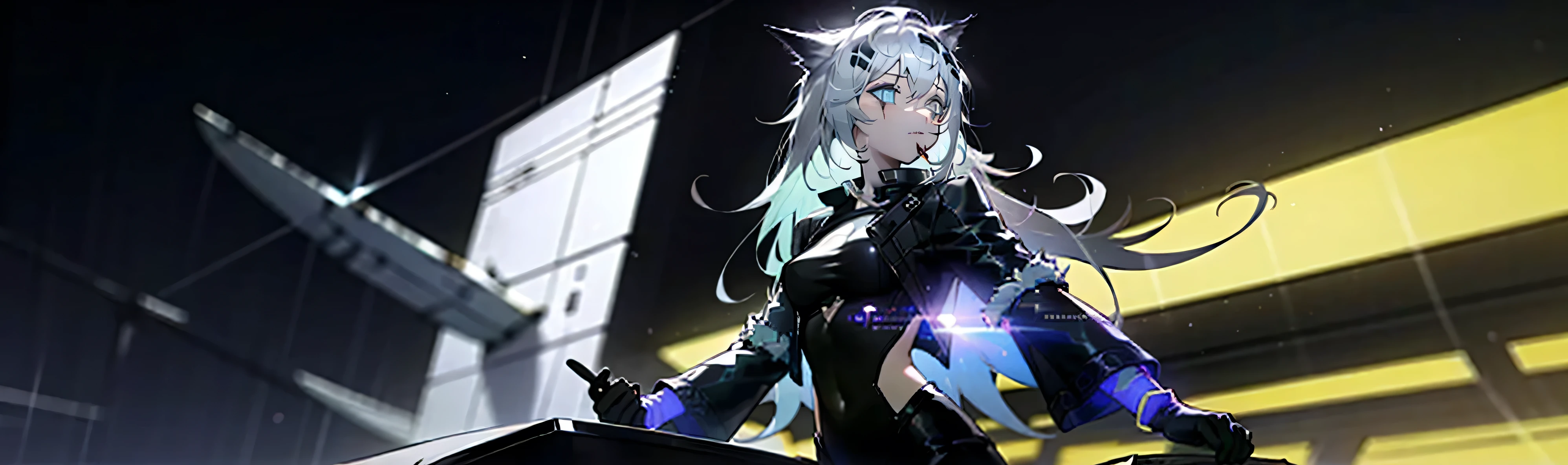 ((Highest quality)), ((masterpiece)),(Browsing Caution)
(8k) delicate ultra-detailed high resolution
(Jet black bodysuit)((girl,))
Long Hair, hot, Glowing Skin navel focus