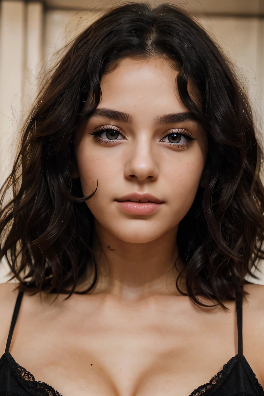 A 22 year old woman, with black, curly hair,
ultra quality expressive eyes,perfect hands
Perfect face, perfect eyes,