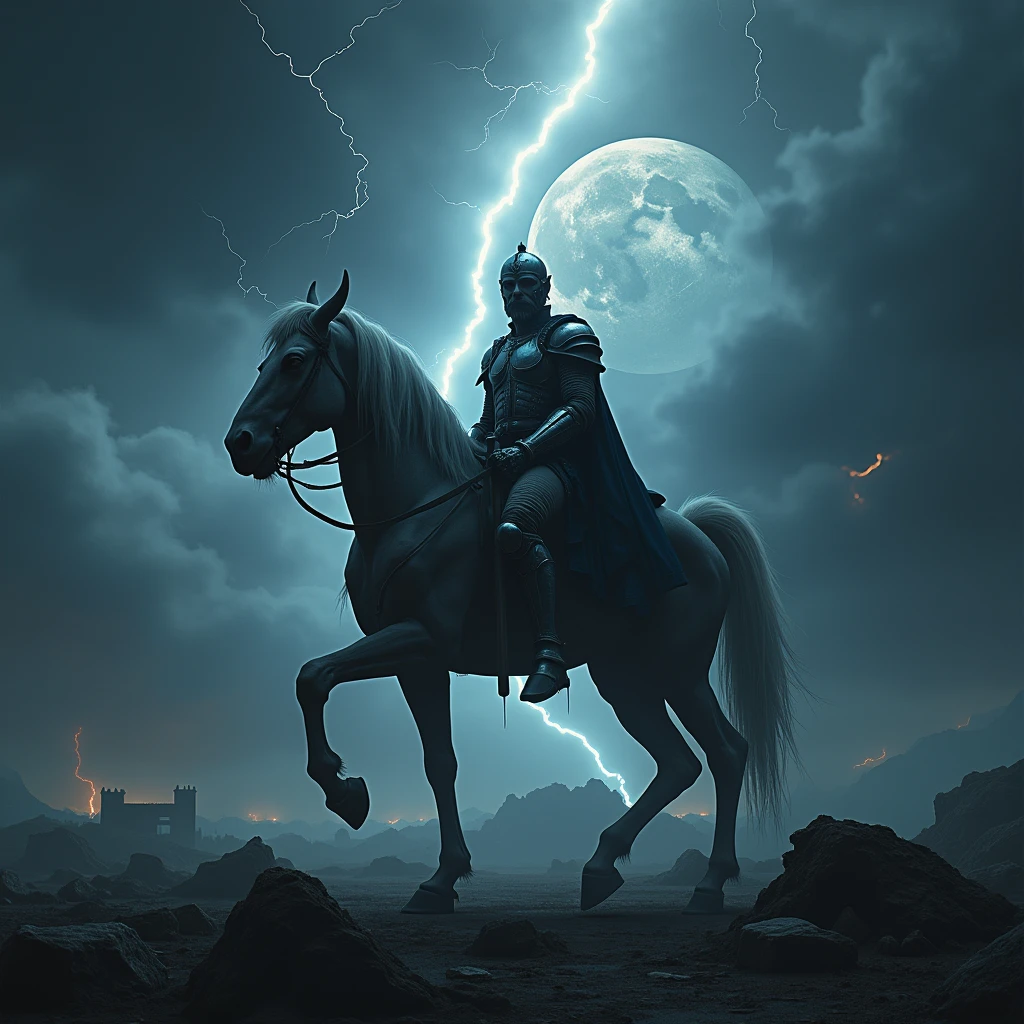 (masterpiece), (((centaur))), 4 legged, 1man, 40 years old man, only 1 person, only one man, male face, full body shot, storm, dark clouds, thunderbolt, thunder, lightning, aggressive, (frowned), manly face, night sky, thundermagic, full body, shadows, ruins, destruction, evil, scary, sinister, (((perfect hands))), perfect face, starry sky, milky way, helmet, radiating aura, ripples, better hands, outdoors, fingerless gloves, ((light particles)), gleaming armor glinting in the starlight, radiating powers, perspective , epic dark fantasy artwork, dynamic motion, atmospheric layer of big planet is visible in the background, BREAK, full body shot, photorealistic, best quality, (extremely detailed CG unity 64k wallpaper), ultra-high resolution, ultra-high definition, maximalist, 64k UHD, highres, intricate, intricate details, absurdres, highly detailed, finely detailed, ultra-detailed, ultra-high texture quality, DLSR, RTX, (HDR), detailed textures, ultra-high pixel detail, professionally color graded, full color depth, sharp focus, volumetric lighting, natural shadow, dramatic shading, dramatic lighting,