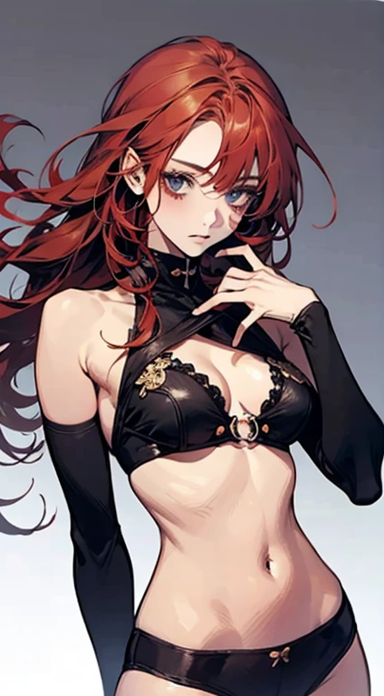 ((best illustration)) Brazilian girl, Red hair, age body, that's why, black tight skirt, black boot, urban landscape, building, horizont, sunset, silhouette against the clouds, Contemplative.