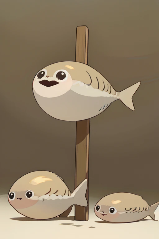 Anime Style、puffer fish、fish、No background、1 fish、cute、smile