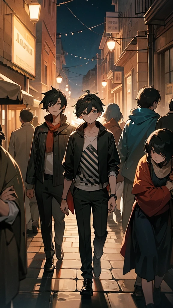 A boy with his gang enjoying and its night time