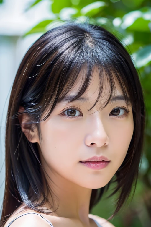 Portrait、8k、high quality、Realistic Photographic Images、39 years old、Japanese women、Cleanliness、small 、Natural and realistic eyes、Beautiful black hair、Medium long loose hair、Sappin'、light makeup、Beautiful lighting、Golden ratio composition、Smile,Dimples on the cheeks、Light blue blouse、The collar is white、Natural background and light、Cityscape、A purely Japanese personality、Upper body、Unclear、Droopy eye corners、Small black eyes