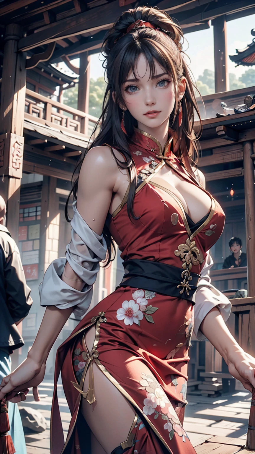 Highest quality, masterpiece, High resolution, Wuxia 1 girl, China dress, Super gorgeous face, Super gorgeous eyes, Super gorgeous hair, Kung Fu Battle