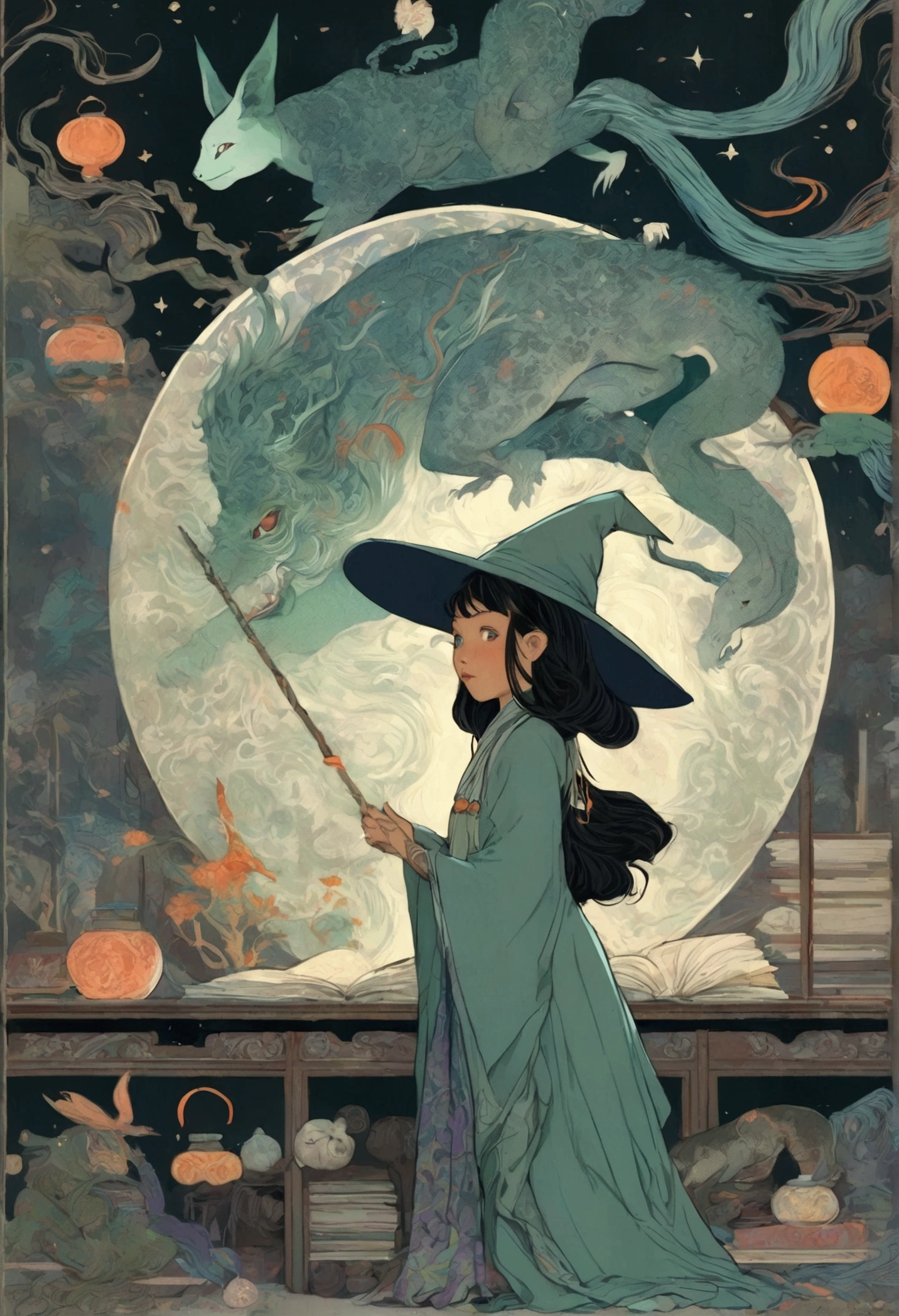 An Asian witch at a school for magic.