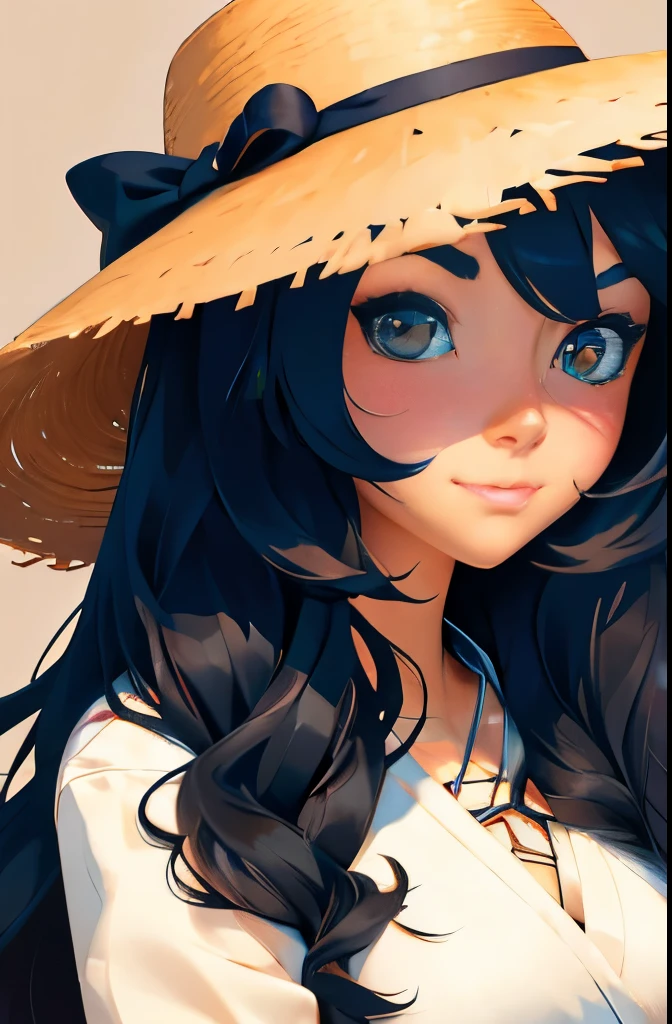 anime girl with long black hair wearing a straw hat, anime style 4 k, beautiful anime portrait, anime moe artstyle, anime art wallpaper 4k, anime art wallpaper 4 k, high quality anime artstyle, anime style portrait, guweiz, artwork in the style of guweiz, detailed digital anime art, anime art wallpaper 8 k, cute anime girl portraits