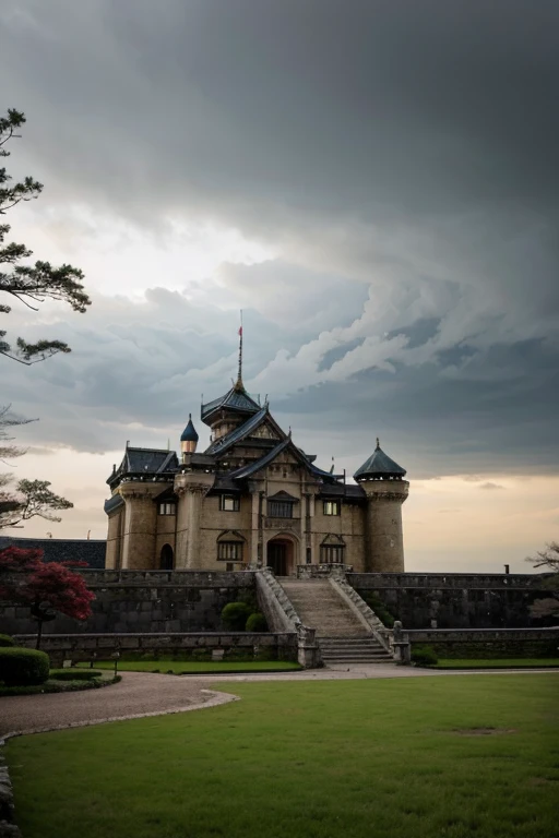 Beautiful palatial and gloomy castle in Japan