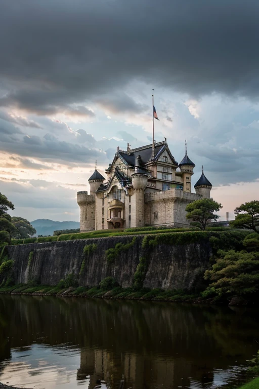 Beautiful palatial and gloomy castle in Japan