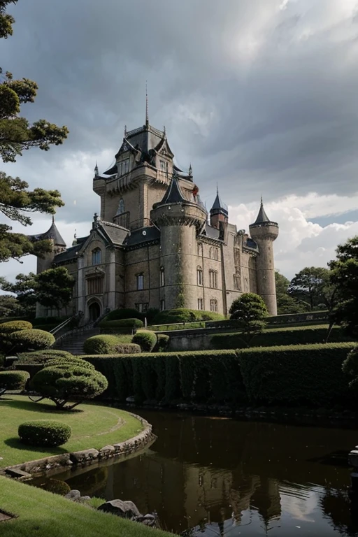 Beautiful palatial and gloomy castle in Japan