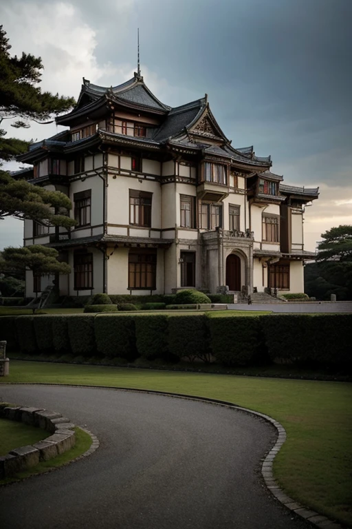 Beautiful palatial and gloomy castle in Japan