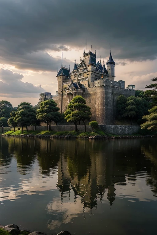 Beautiful palatial and gloomy castle in Japan