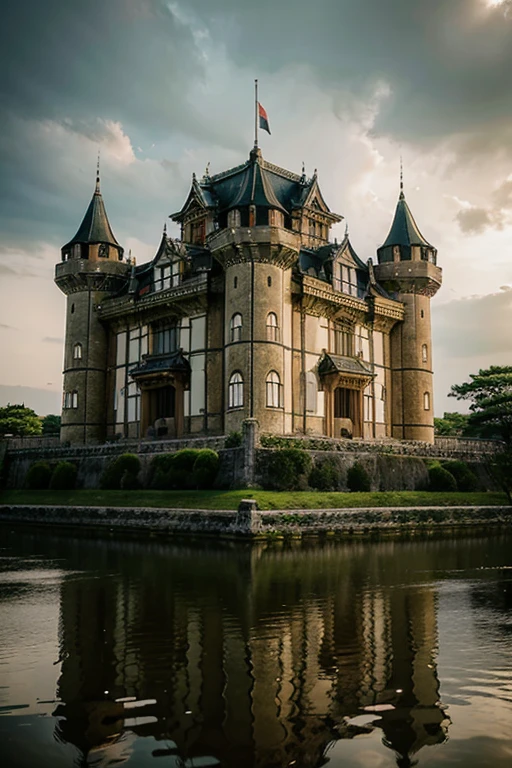 Beautiful palatial and gloomy castle in Japan