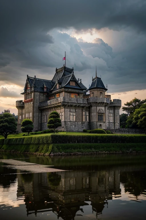 Beautiful palatial and gloomy castle in Japan 