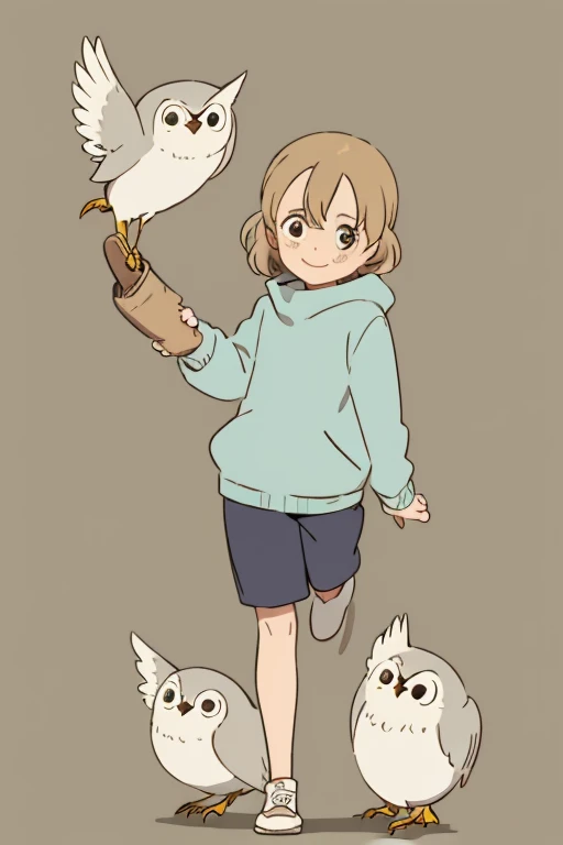 anime style、Owl、bird、no background、1 bird、cute、smile