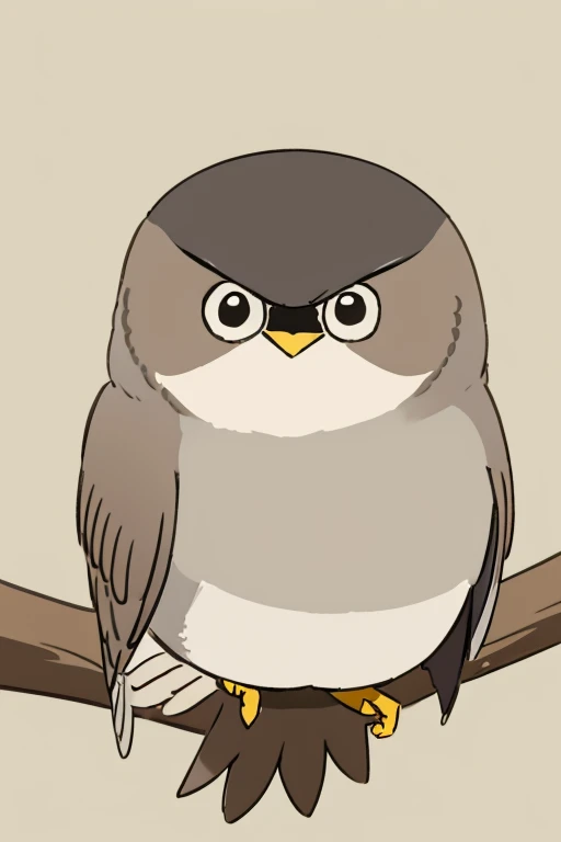 anime style、Owl、bird、no background、1 bird、cute、smile