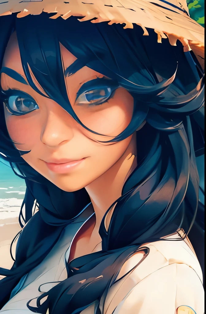 anime girl with long black hair wearing a straw hat, anime style 4 k, beautiful anime portrait, anime moe artstyle, anime art wallpaper 4k, anime art wallpaper 4 k, high quality anime artstyle, anime style portrait, guweiz, artwork in the style of guweiz, detailed digital anime art, anime art wallpaper 8 k, cute anime girl portraits
